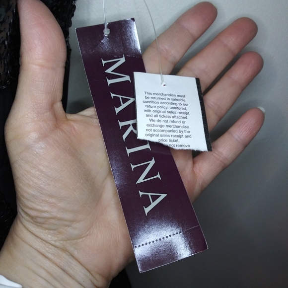 Vintage 90's/Y2K Marina Black Sequinned Chiffon Maxi Dress - Picture 12 of 16